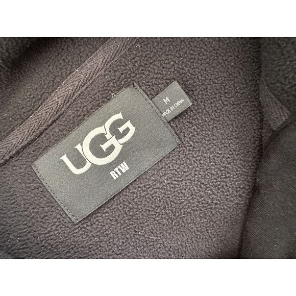 Ugg Black Atwell Sherpa Half Snap Front Pullover Fleece Jacket size Medium - Picture 3 of 8
